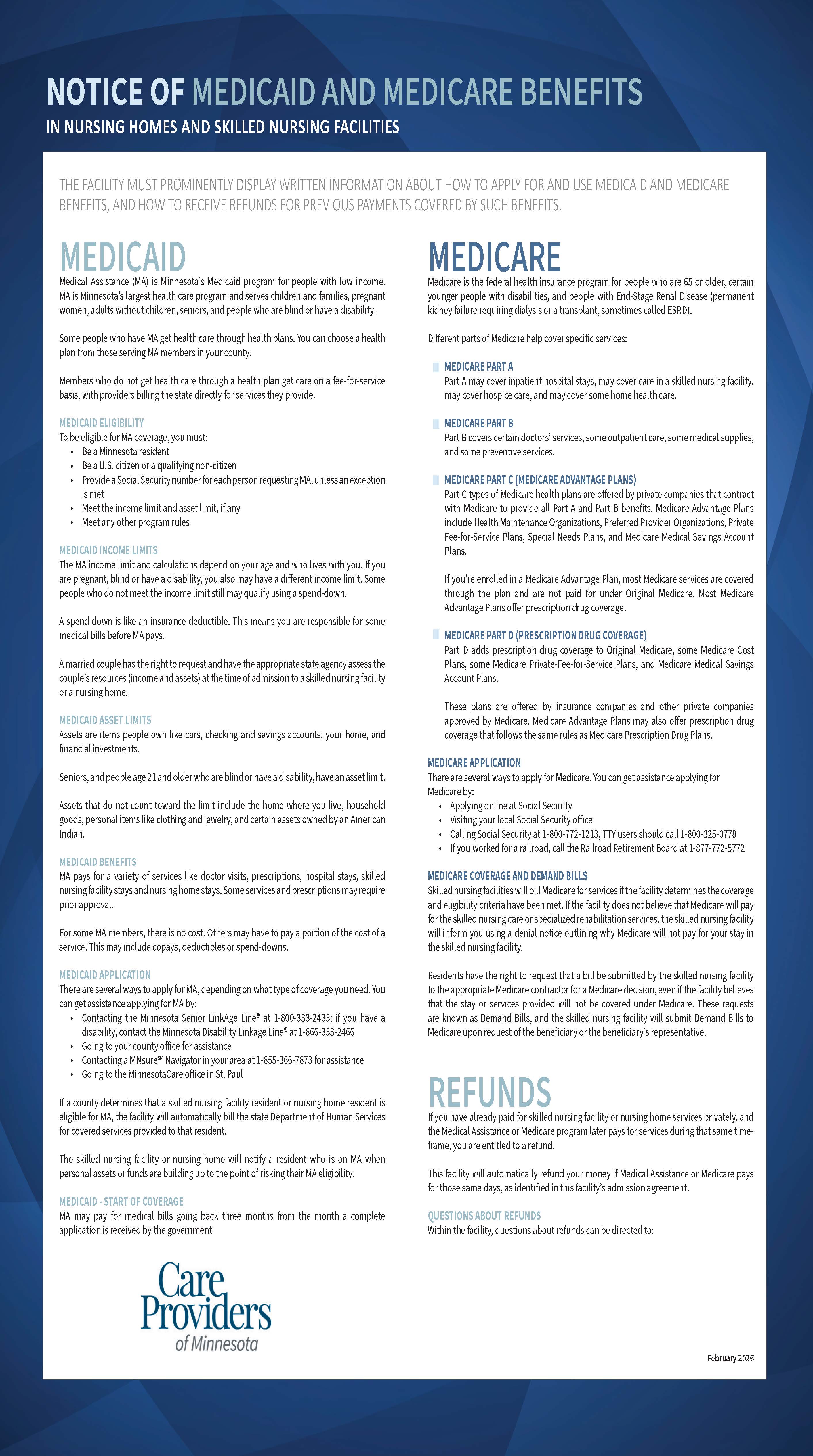Skilled Nursing Facility Notice of Medicaid and Medicare Benefits Poster (SNF/NF)