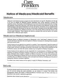 Skilled Nursing Facility Notice of Medicaid/Medicare Benefits Forms (SNF/NF)